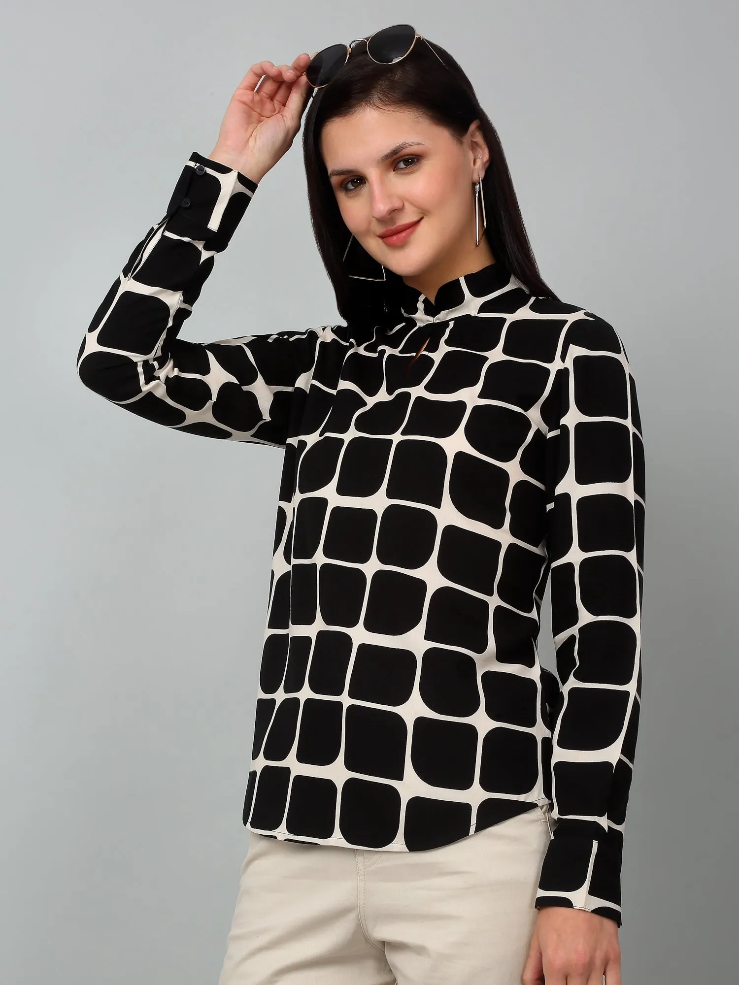 Women Black Printed Top