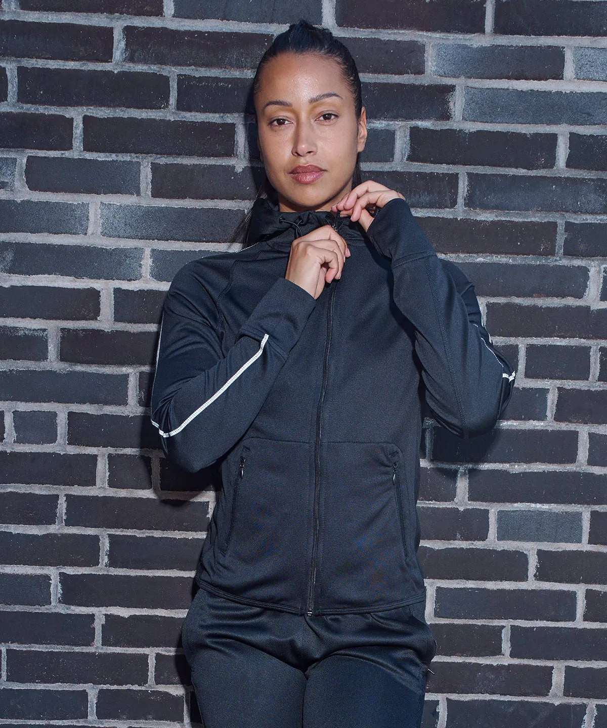 Womens hoodie with reflective tape | Navy