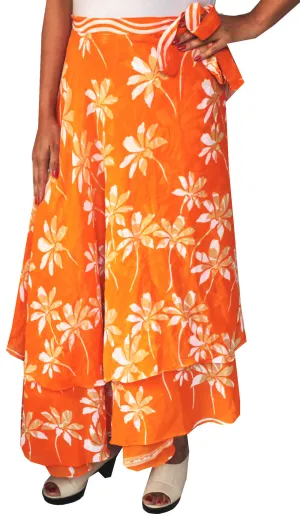 Womens Indian Skirt Long Wrap Around India Clothing (Orange)